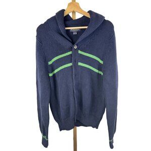 Brooks Brothers 100% Supima Cotton Navy Cowlneck Button Front Sweater Sz S EUC